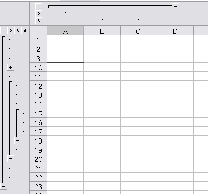 Excel の行・列に対して複数のグループを設定